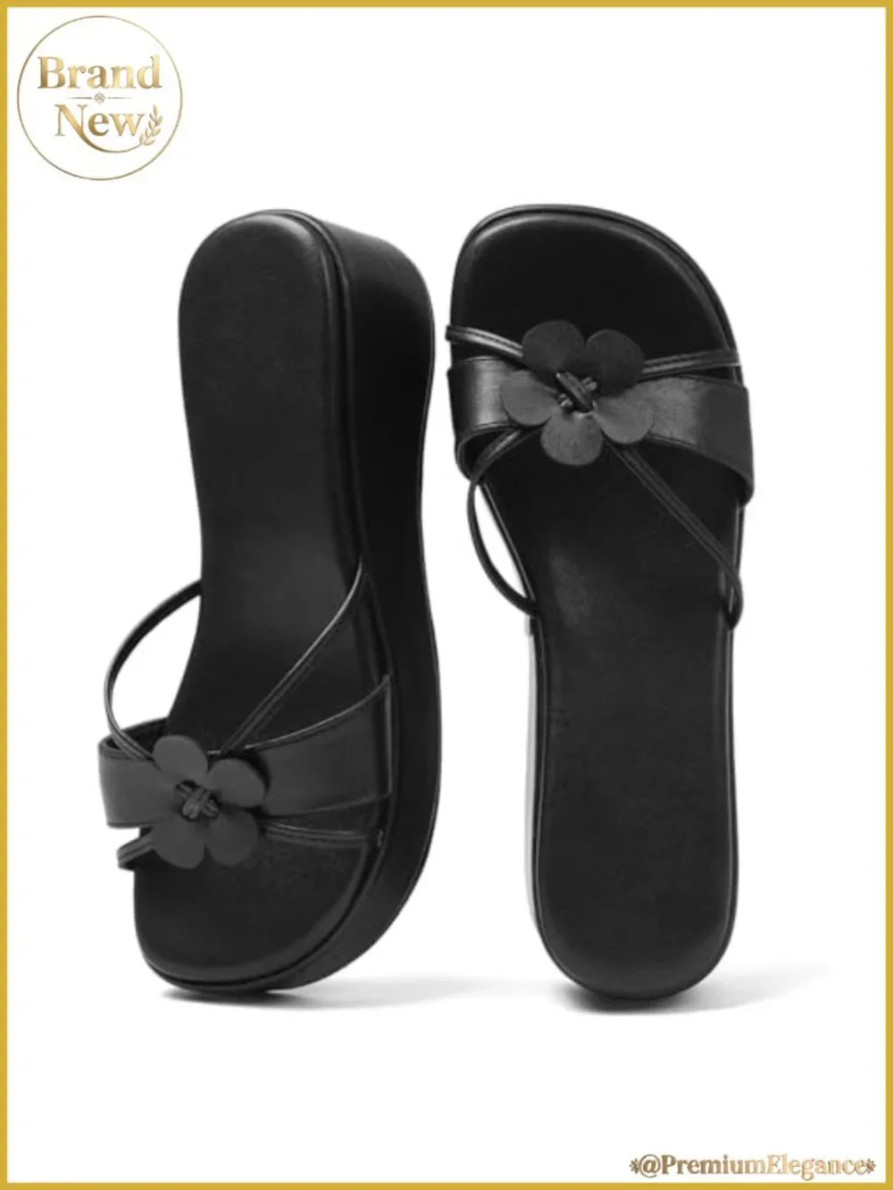 Floral Platform Sandals Chunky Wedge Square Toe PU Women